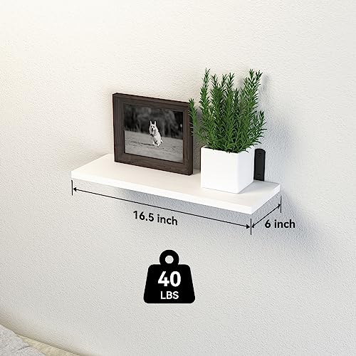DOLLFIO Floating Wall Shelves, Decor & Storage, White, 16.5'', - Product Imagery