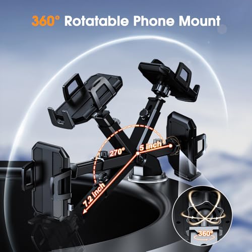 3 in 1 Car Phone Holder, [Strong Suction] Phone Mount for - Product Imagery