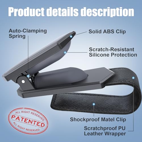 Veharvim Sunglass Holder for Car (One-Handed-Operation, Gentle & - Product Imagery