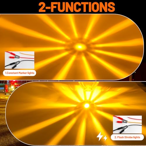 Dual Function 4Pcs Amber Watermelon Lights Strobe+Constant LED - Product Imagery