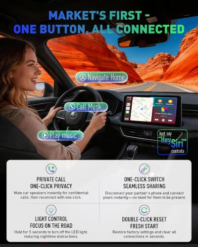 Wireless CarPlay Adapter for iPhone, 2026 Upgraded 2-in-1 - Product Imagery