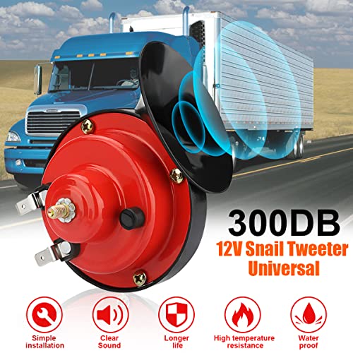 2PCS 12V Waterproof Air-Electric Snail Horn Kit, Red - Product Imagery