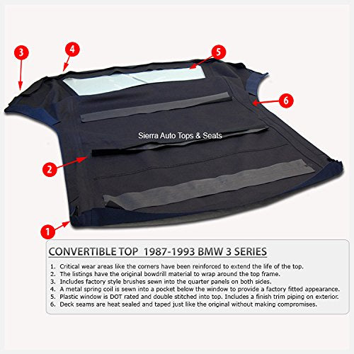 Sierra Auto Tops & Seats Convertible Top for 1987-1993 BMW 3 - Product Imagery