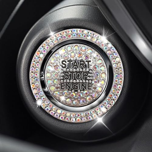 2PCS Rhinestone Push Start Button Cover Bling Car Accessories - Product Imagery