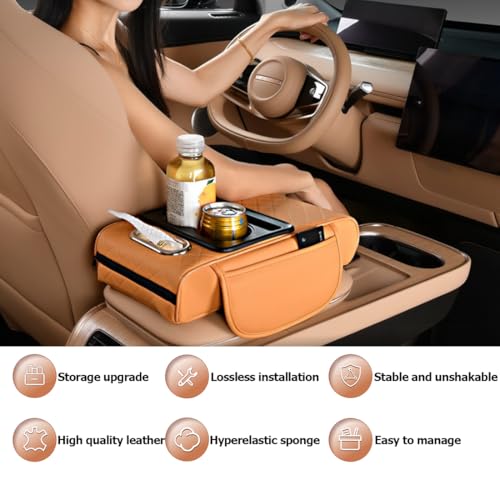Car Armrest Cushion,5-in-1 Center Console Cover with 2 Storage - Product Imagery
