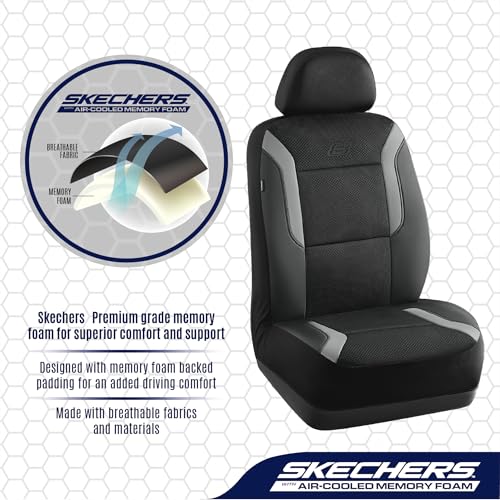 Skechers Memory Foam Car Seat Covers, Air Cool Mesh Thick Seat - Product Imagery