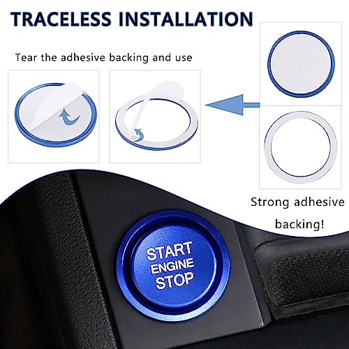 Car Push Start Button Cover Compatible with Audi,Cool Aluminum - Product Imagery