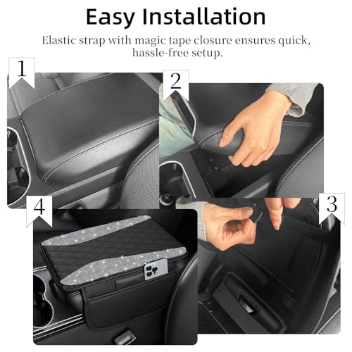NBTEPEM Bling Car Center Console Cover, Leather Middle Console - Product Imagery