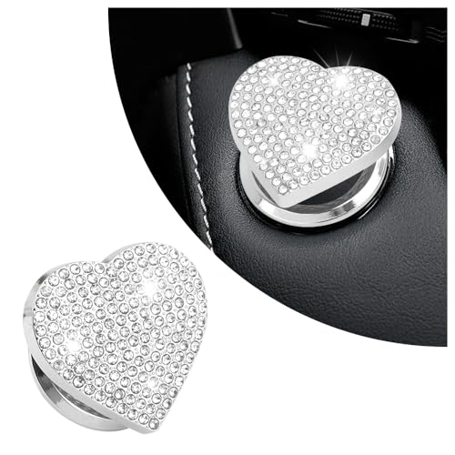 Bling Push Start Button Cover with Rhinestone,Heart Push to - Product Imagery