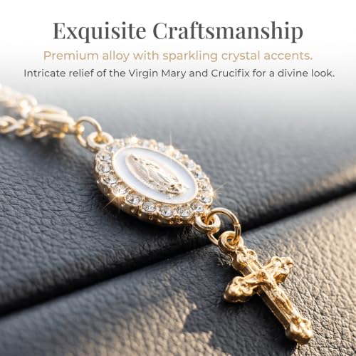 Steering Wheel Rosary, Catholic Hanging Pendant Cross for Car, - Product Imagery