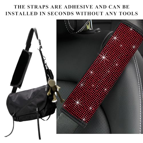 2 PCS Bling Car Seat Belt Cover, Sparkle Leather Seat Belt Pads - Product Imagery