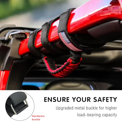 HZEL 2PCS Roll Bar Handles Compatible with Wrangler JK/JL/TJ, Red - Product Imagery
