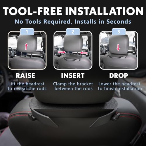 Headrest Hat Holder for Cars & Trucks, Holds 5 Caps - Product Imagery