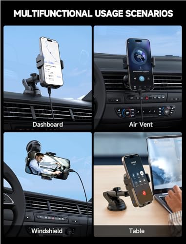 Wireless Car Charger 15W Auto Clamping Phone Holder Dash - Product Imagery