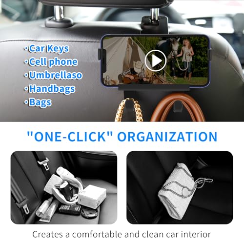 Upgraded Car Headrest Hidden Hook 2 in 1 Car Seat Hooks with - Product Imagery