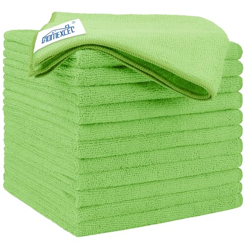 HOMEXCEL Green Microfiber Cleaning Cloth 12 Pack, 12.5 x 12.5 - Product Imagery