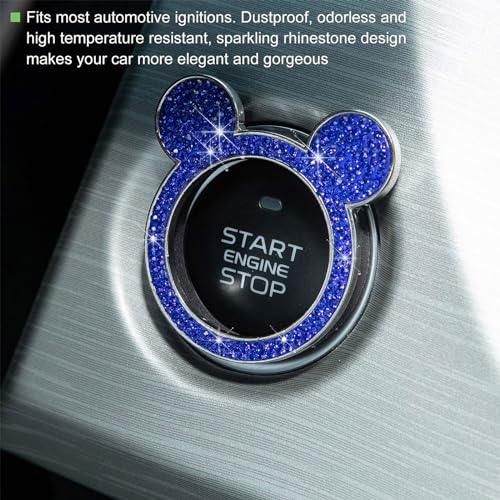 Augeny Bling Car Engine Start Button Cover, Rhinestone Key - Product Imagery