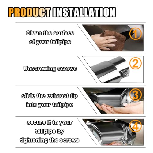 smilfuy Stainless Steel Car Exhaust Tip, 2.5" Inlet 3.3" Outlet, - Product Imagery