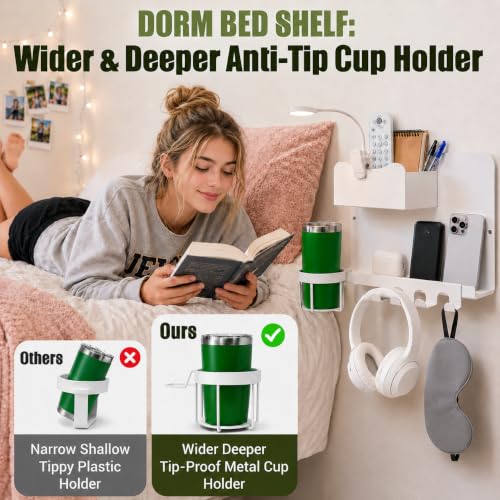 Floating Bedside Wall Shelf, Metal Bedside Wall Organizer with - Product Imagery