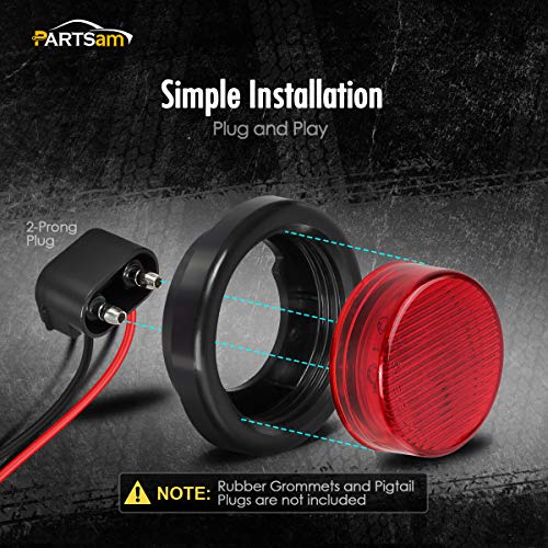 Partsam 10x 2.5 Round Red 13 LED Side Marker Clearance Lights - Product Imagery