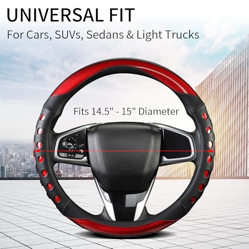 PU Leather Car Steering Wheel Cover with Anti-Slip Grip, for - Product Imagery