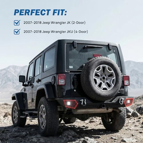JOYTUTUS Rear Bumper Compatible for 2007-2018 Wrangler JK JKU - Product Imagery