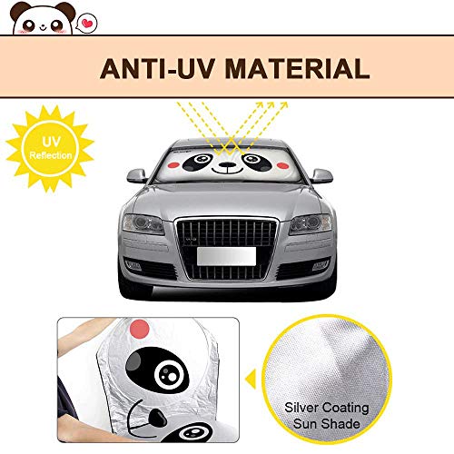 Car Windshield Sunshade, Cute Panda Front Windshield Sun Shade - - Product Imagery