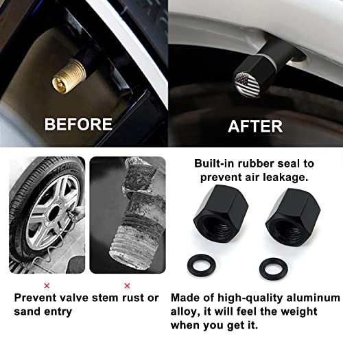 Car Truck Antenna with Tire Valve Caps American Flag Universal - Product Imagery
