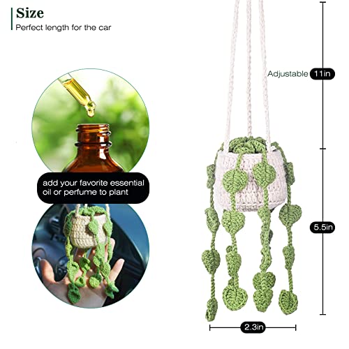 Cute Crochet Plant for Car Rear View Mirror,Boho Hanging - Product Imagery