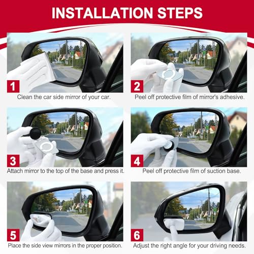LivTee Blind Spot Car Mirror, HD Glass Frameless Convex Side - Product Imagery