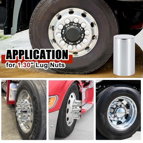 33mm x 3 1/2" Lug Nut Cover ABS Chrome Plastic Cylinder Nut - Product Imagery