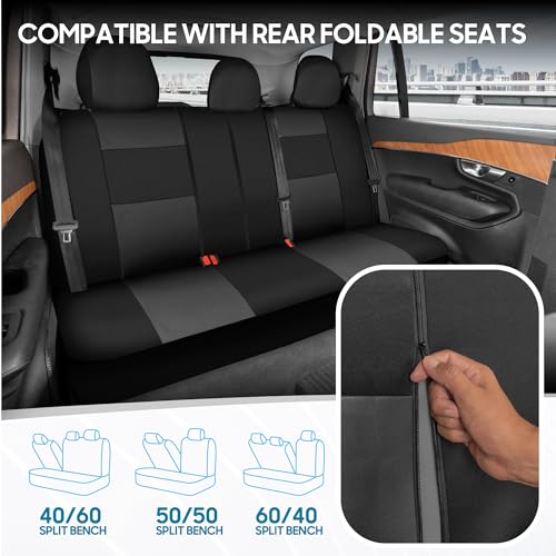 BDK PolyPro Car Seat Covers Full Set in Charcoal on Black – - Product Imagery
