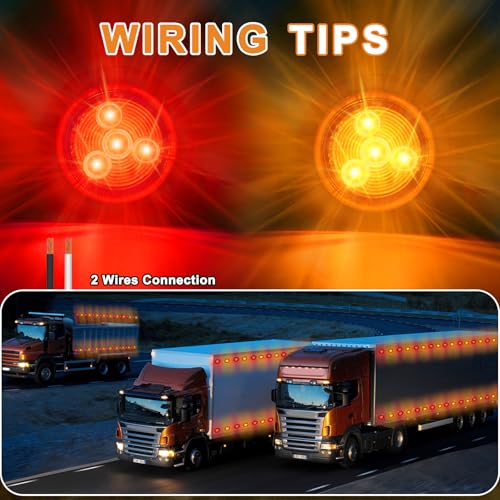 10Pack(5 Amber + 5 Red) 2" 4LED Round Trailer Side Marker Light - Product Imagery