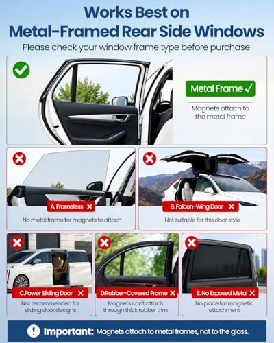 Car Window Shades, [Upgraded] 8 Strong Magnets Magnetic Side - Product Imagery