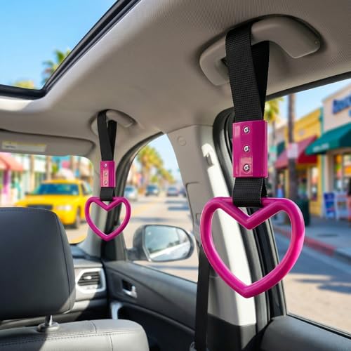 2 Pcs Heart Shaped Car Handle Strap – JD M Drift Charm Rear - Product Imagery
