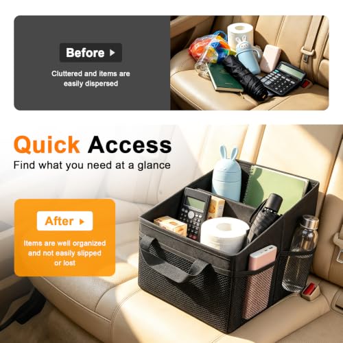 BFXM Car Organizer Back Seat, Black Collapsible Middle Seat Car - Product Imagery