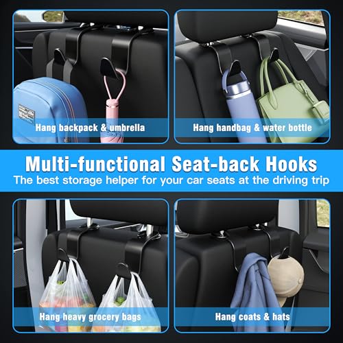 4-Pack Car Headrest Hooks Holds 55lbs Seat Storage Organizer for - Product Imagery