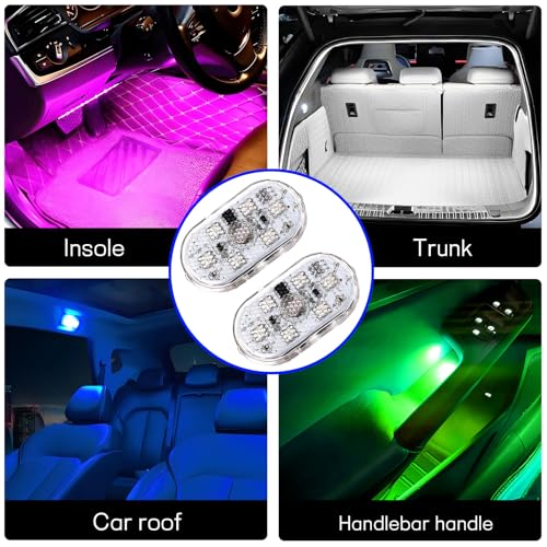 4 PCS Car LED Lights Interior Wireless, Super Bright 7 Colors - Product Imagery