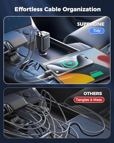 Retractable Car Charger, SUPERONE 99W Car Phone Charger with - Product Imagery