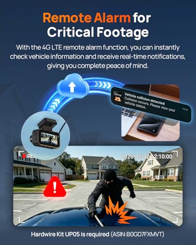 70mai A810 Lite 4K Dash Cam Front and Rear, 5GHz Wi-Fi 6 - Product Imagery