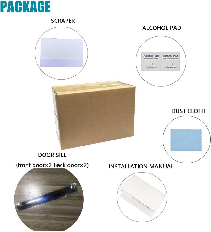 LEXLEY Carbon Fiber Style Leather Door Sill Protector,Scuff - Product Imagery