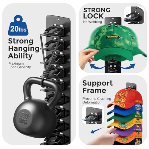 2 Pack Hat Hook Organizer for Baseball Caps, Hat Hanger Holder - Product Imagery