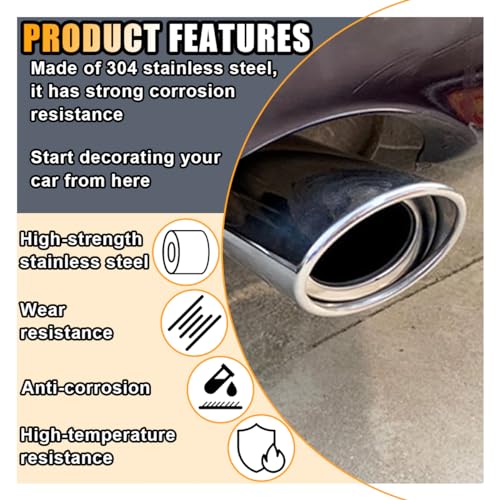 smilfuy Stainless Steel Car Exhaust Tip, 2.5" Inlet 3.3" Outlet, - Product Imagery