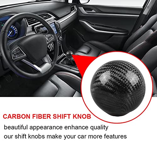 RYANSTAR Carbon Fiber Shift Knob with 3 Adapters Round Ball Black - Product Imagery