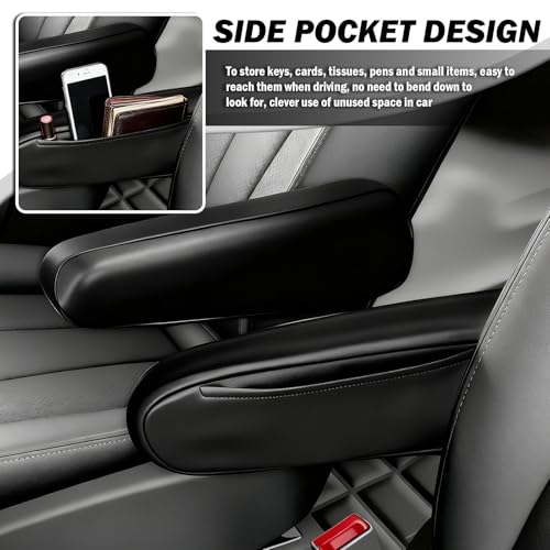 2PCS Leather Arm Rest Cover for Car with Side Pocket,Soft & - Product Imagery