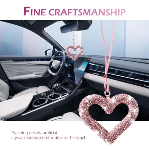 Bling Heart Car Hanging Accessories, Crystal Rhinestone Rear - Product Imagery