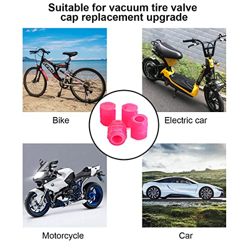 12PCS Glow-in-Dark Tire Valve Stem Caps, Air Covers, Pink - Product Imagery