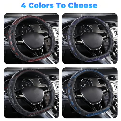 D-Shaped Car Steering Wheel Cover with 3D Honeycomb Anti-Slip - Product Imagery
