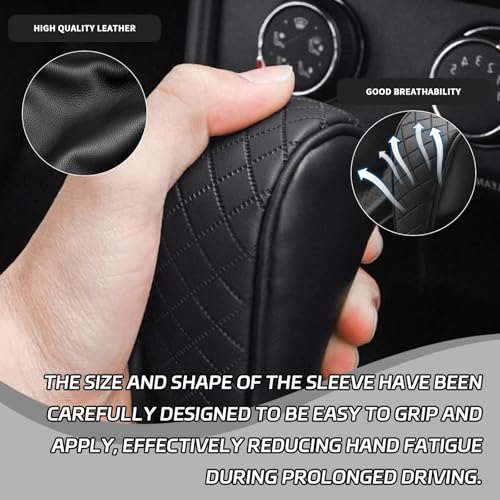 Leather Car Gear Shift Knob Cover, Upgraded Anti-Slip Design - Product Imagery