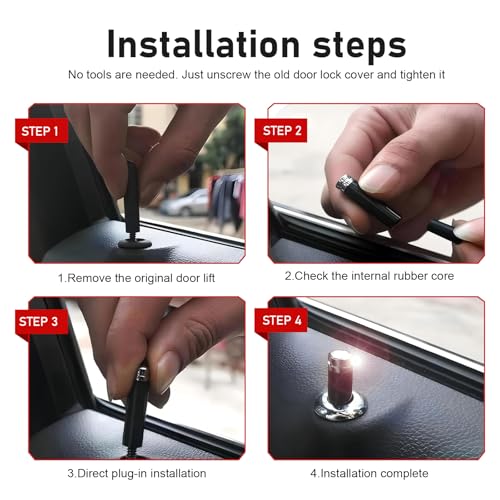 WZP 4PCS Car Door Lock Knobs, Carbon Fiber Door Lock Bolt Pin - Product Imagery